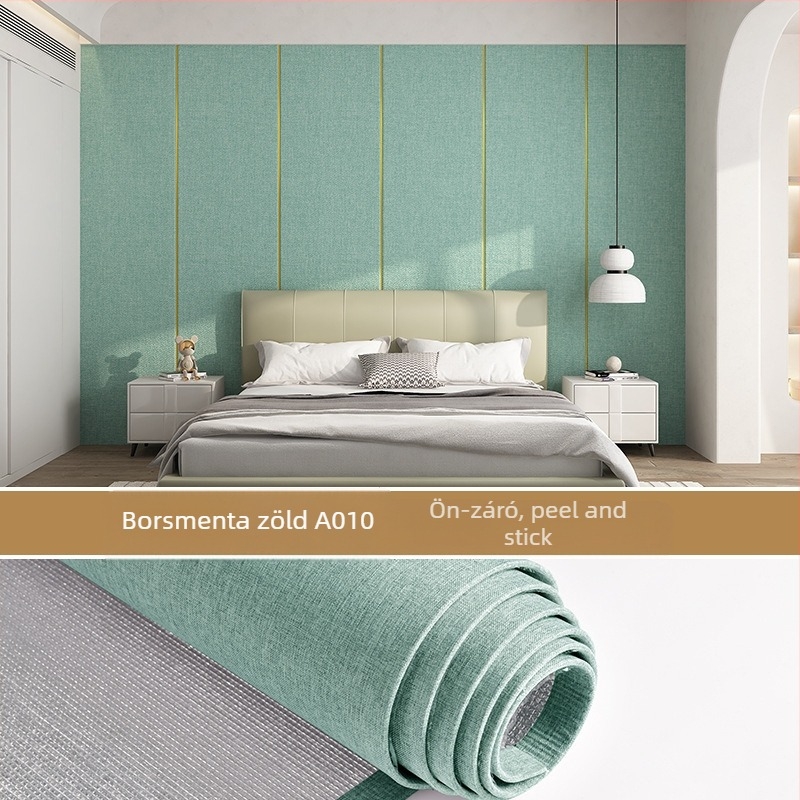 Len alapú faltextil, többrétegű, domborított felület, nedvességálló, dekor a hálószoba és TV mögötti falhoz, modern minimalista stílus