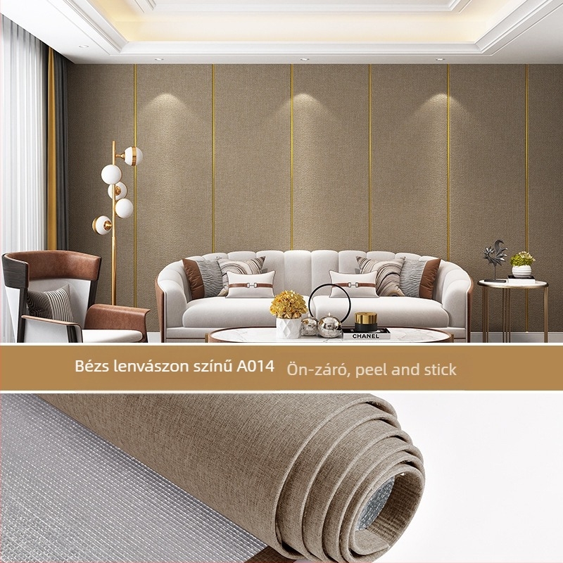 Len alapú faltextil, többrétegű, domborított felület, nedvességálló, dekor a hálószoba és TV mögötti falhoz, modern minimalista stílus