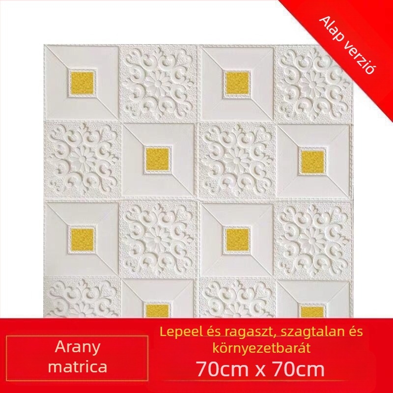 Öntapadós 3D habtéglás falmatrica, vízálló és penészmentes, antistatikus és hangszigetelő; XPE habanyagból; minták: egységes szín, szív, geometria, ötágú csillag, növények; nappali, hálószoba és dolgozószoba.