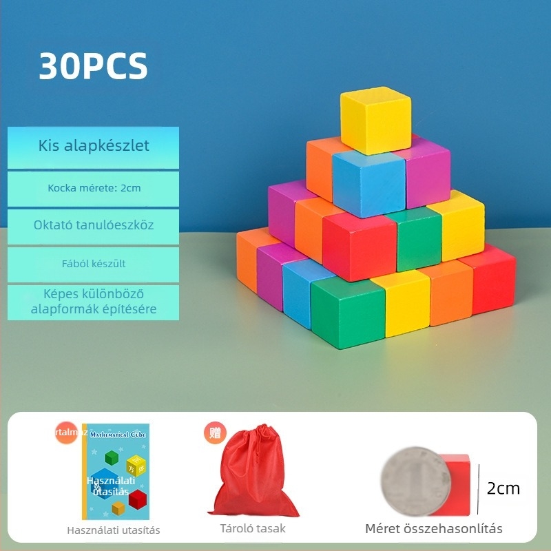 Fából készült oktatási építőelemek matematikához: fa, 7–14 éveseknek, 0–38 darab, víz alapú festék, sűrűségű lemez