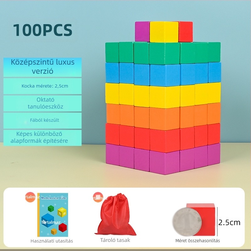 Fából készült oktatási építőelemek matematikához: fa, 7–14 éveseknek, 0–38 darab, víz alapú festék, sűrűségű lemez