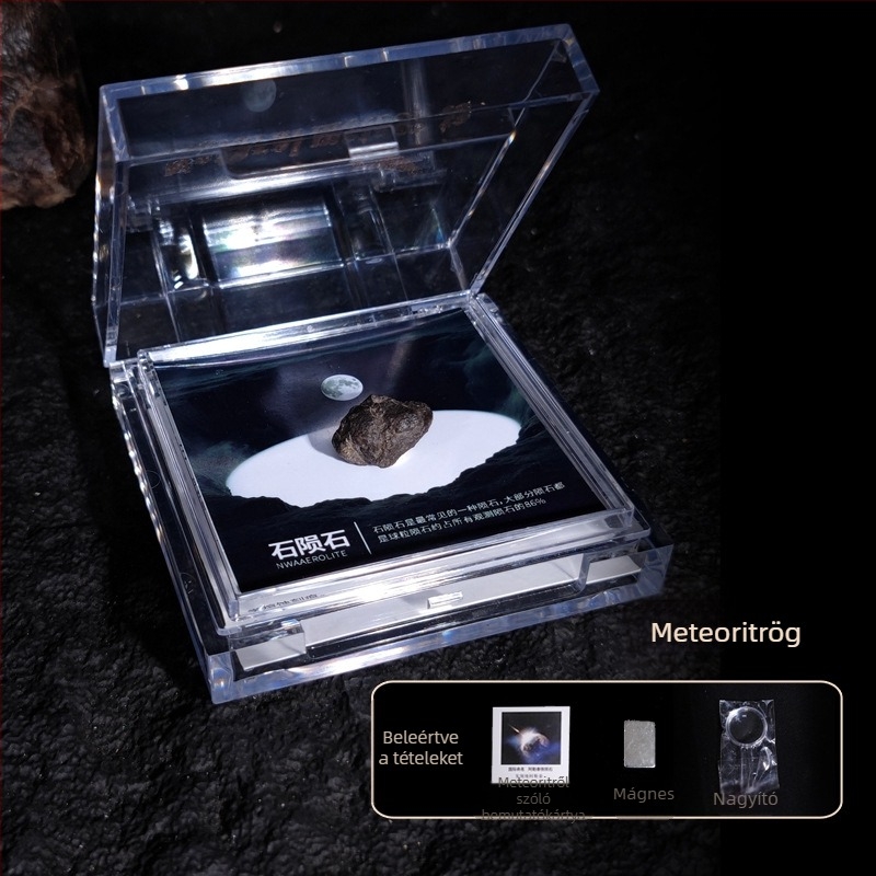 Campo medál olivin meteoritból, vas meteorit, geometriai forma, mintadarab ajándék