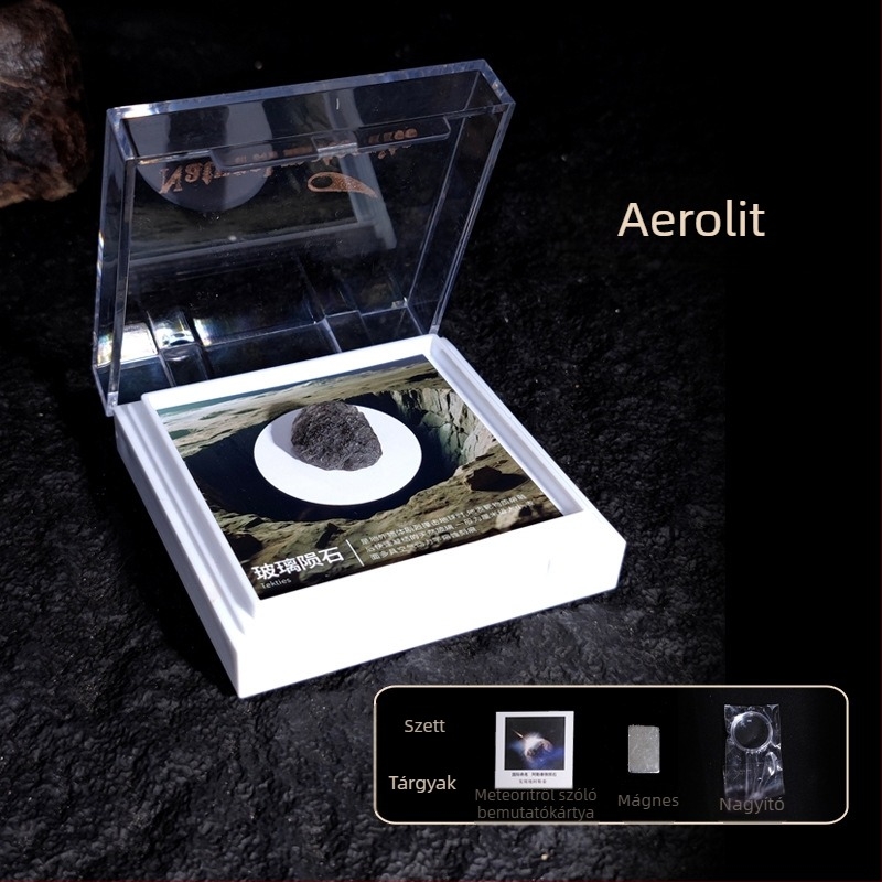 Campo medál olivin meteoritból, vas meteorit, geometriai forma, mintadarab ajándék