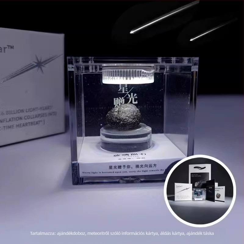 Campo medál olivin meteoritból, vas meteorit, geometriai forma, mintadarab ajándék