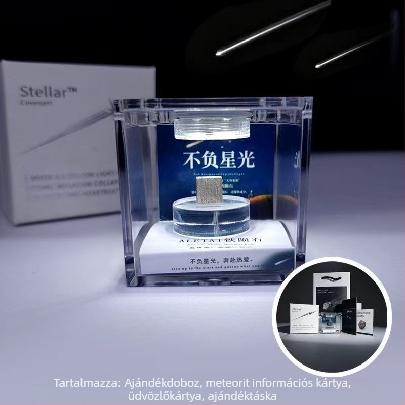 Campo medál olivin meteoritból, vas meteorit, geometriai forma, mintadarab ajándék