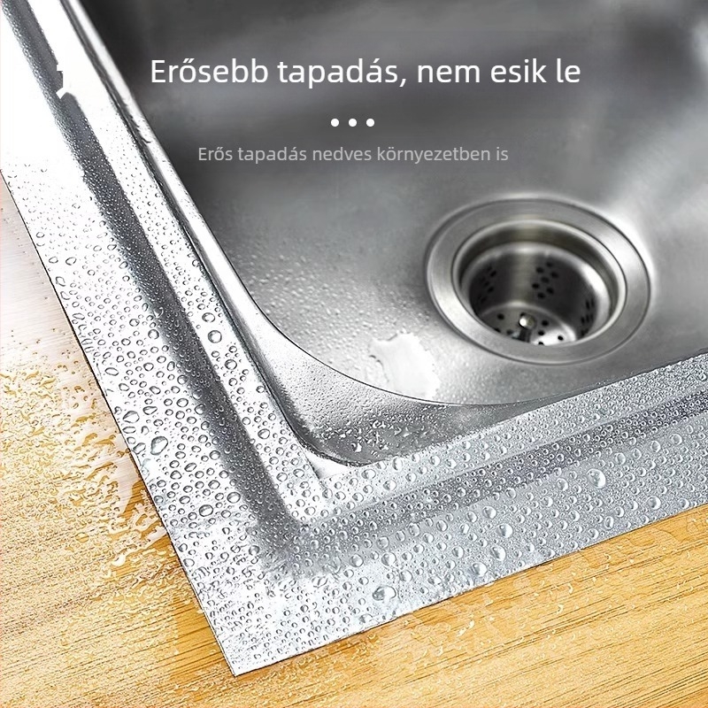 Öntapadó PVC tömítőszalag konyhához és fürdőszobához – vízálló, penészálló, 0.1 mm vastagság, magas hőmérséklet-tűrés