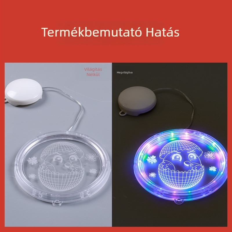 Húsvéti nyuszi LED-sor dekoráció, 3D szívókorongos függő lámpa