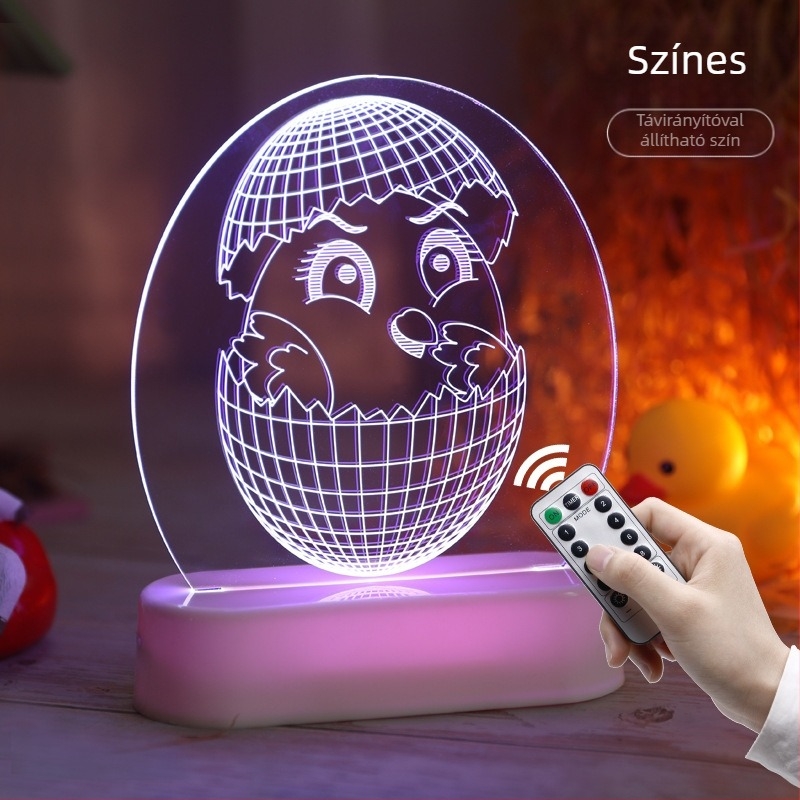 Húsvéti nyuszi LED-sor dekoráció, 3D szívókorongos függő lámpa