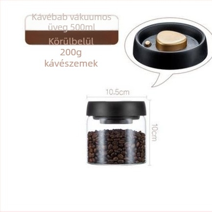 Vákuumzáras üveg tároló kávébabok számára – magas boroszilikát üveg, 501–800 ml, testreszabható, modern minimalista stílus