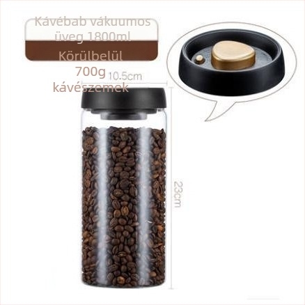 Vákuumzáras üveg tároló kávébabok számára – magas boroszilikát üveg, 501–800 ml, testreszabható, modern minimalista stílus