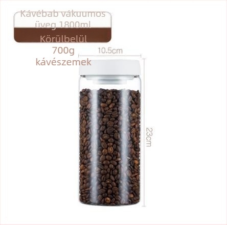 Vákuumzáras üveg tároló kávébabok számára – magas boroszilikát üveg, 501–800 ml, testreszabható, modern minimalista stílus