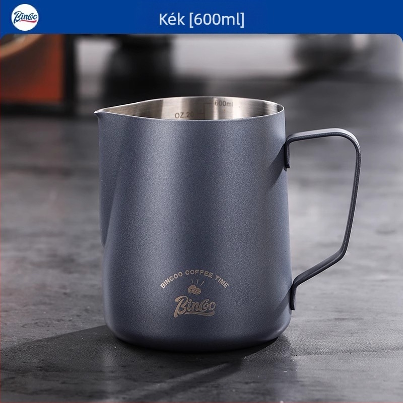 Bincoo rozsdamentes acél latte art tejkiöntő, lézerrel gravírozott logó, testreszabható, 165 g, modern stílus