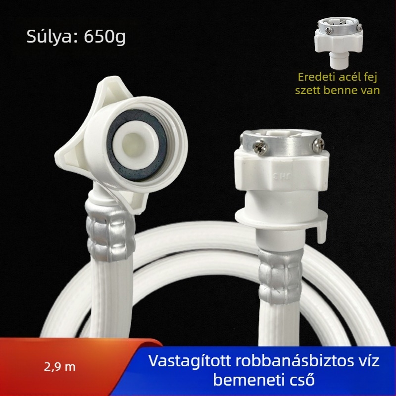 PVC vízbetöltő cső hosszabbító automat mosógép doboshoz, kézi szerelés, modell 4/6 pont, 1,6 MPa, 0–100°C