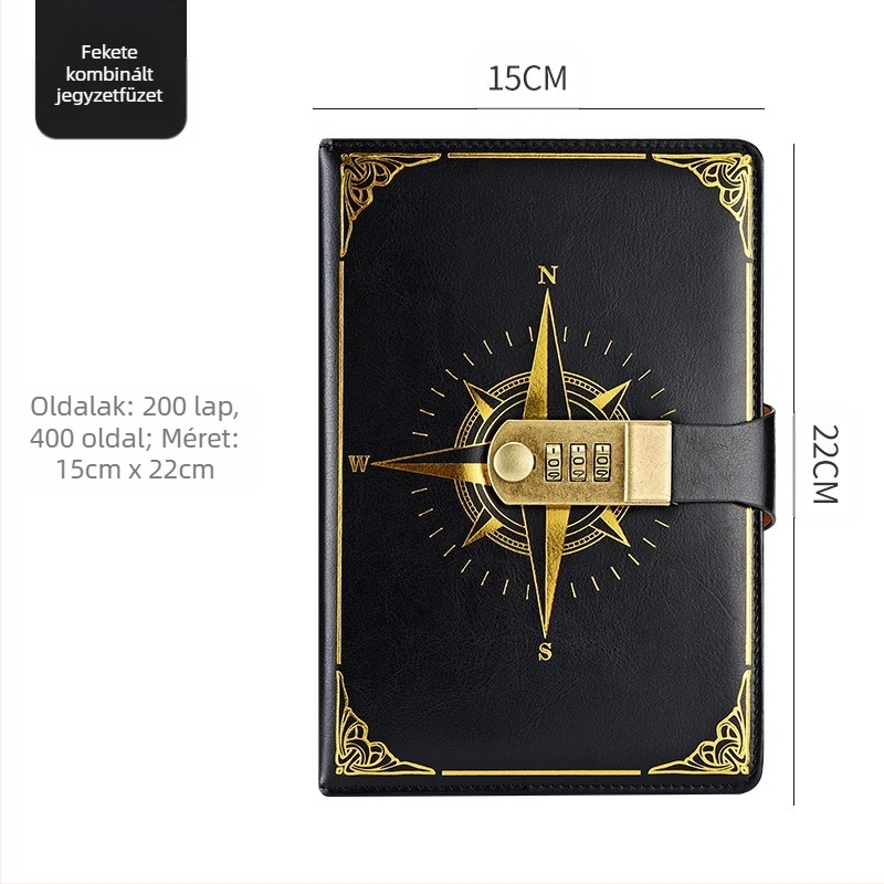 A5-ös notesz compass codebook PU fedéllel, varrott kötés, Forest papír 80 g, 200/100 oldal, naptár, logó nyomtatás, testreszabás elérhető