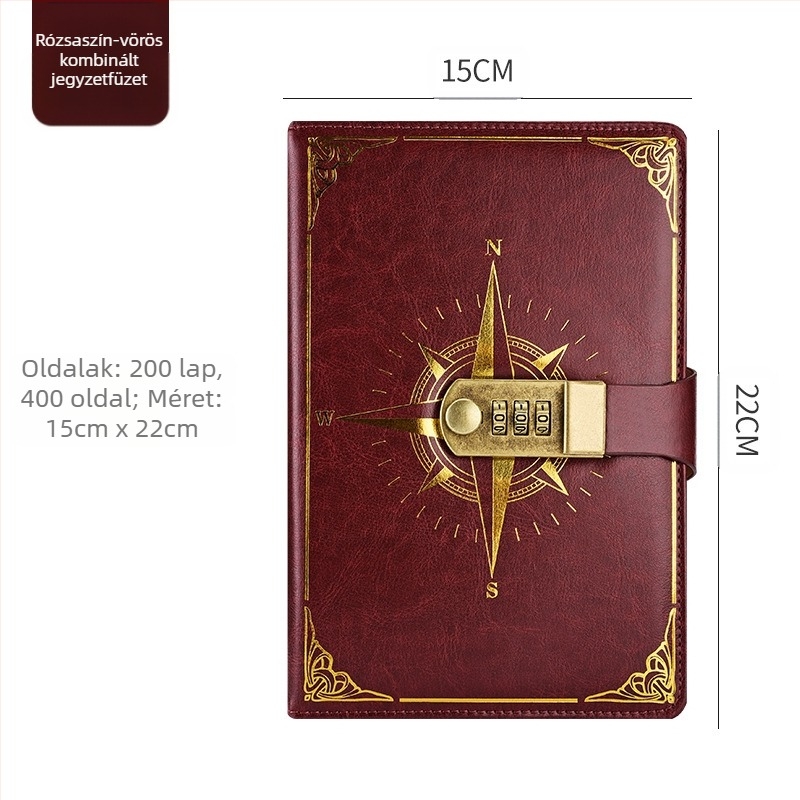 A5-ös notesz compass codebook PU fedéllel, varrott kötés, Forest papír 80 g, 200/100 oldal, naptár, logó nyomtatás, testreszabás elérhető