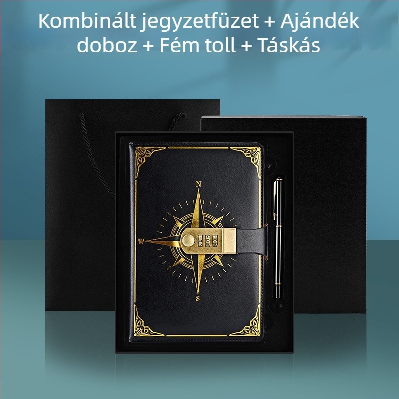 A5-ös notesz compass codebook PU fedéllel, varrott kötés, Forest papír 80 g, 200/100 oldal, naptár, logó nyomtatás, testreszabás elérhető