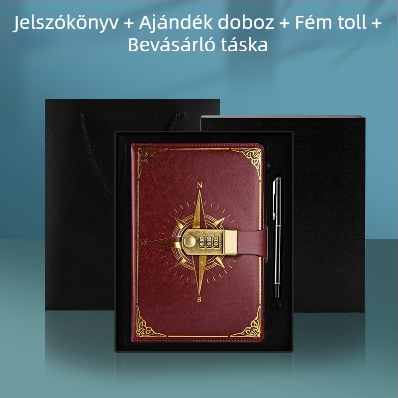 A5-ös notesz compass codebook PU fedéllel, varrott kötés, Forest papír 80 g, 200/100 oldal, naptár, logó nyomtatás, testreszabás elérhető