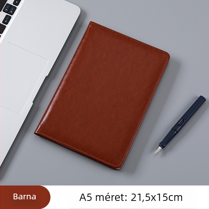 Üzleti irodai notesz PU bőr borítóval, francia hajtás kötés, Dowling papír, 80 g/m²