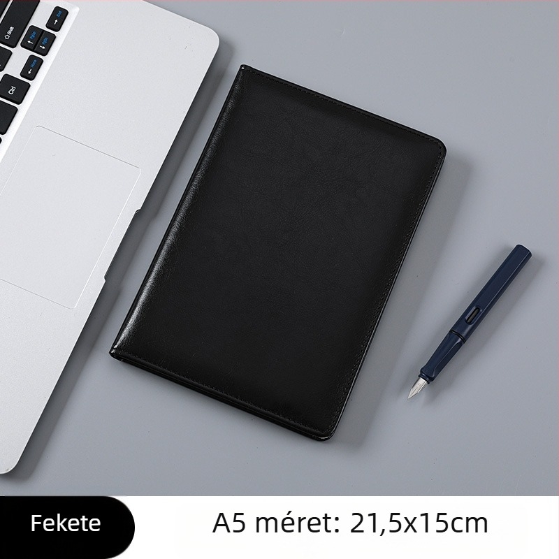 Üzleti irodai notesz PU bőr borítóval, francia hajtás kötés, Dowling papír, 80 g/m²