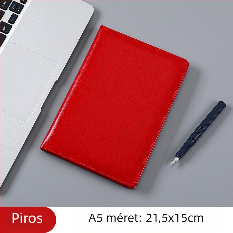 Üzleti irodai notesz PU bőr borítóval, francia hajtás kötés, Dowling papír, 80 g/m²