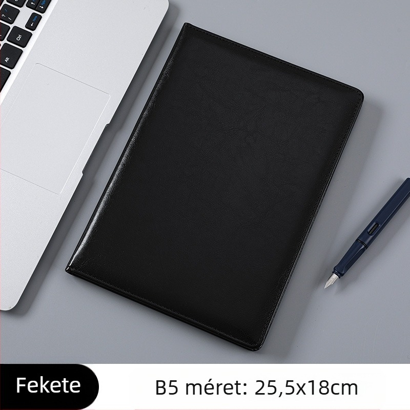 Üzleti irodai notesz PU bőr borítóval, francia hajtás kötés, Dowling papír, 80 g/m²