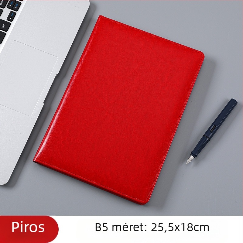 Üzleti irodai notesz PU bőr borítóval, francia hajtás kötés, Dowling papír, 80 g/m²