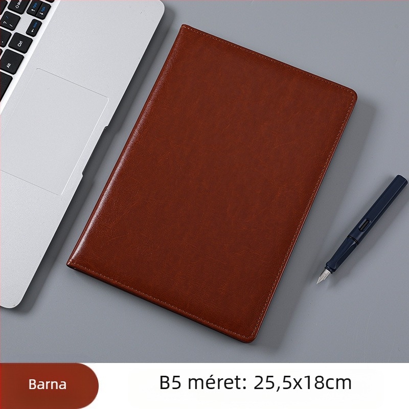 Üzleti irodai notesz PU bőr borítóval, francia hajtás kötés, Dowling papír, 80 g/m²
