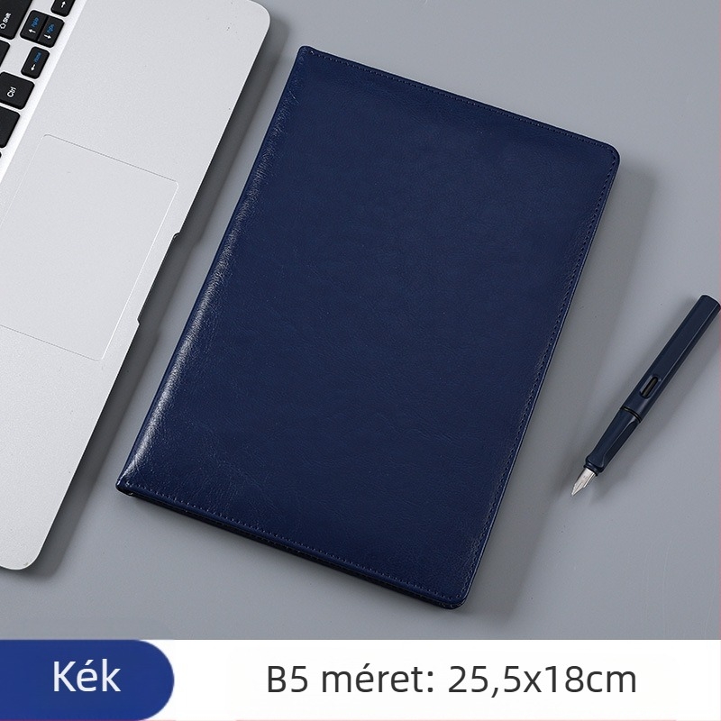 Üzleti irodai notesz PU bőr borítóval, francia hajtás kötés, Dowling papír, 80 g/m²
