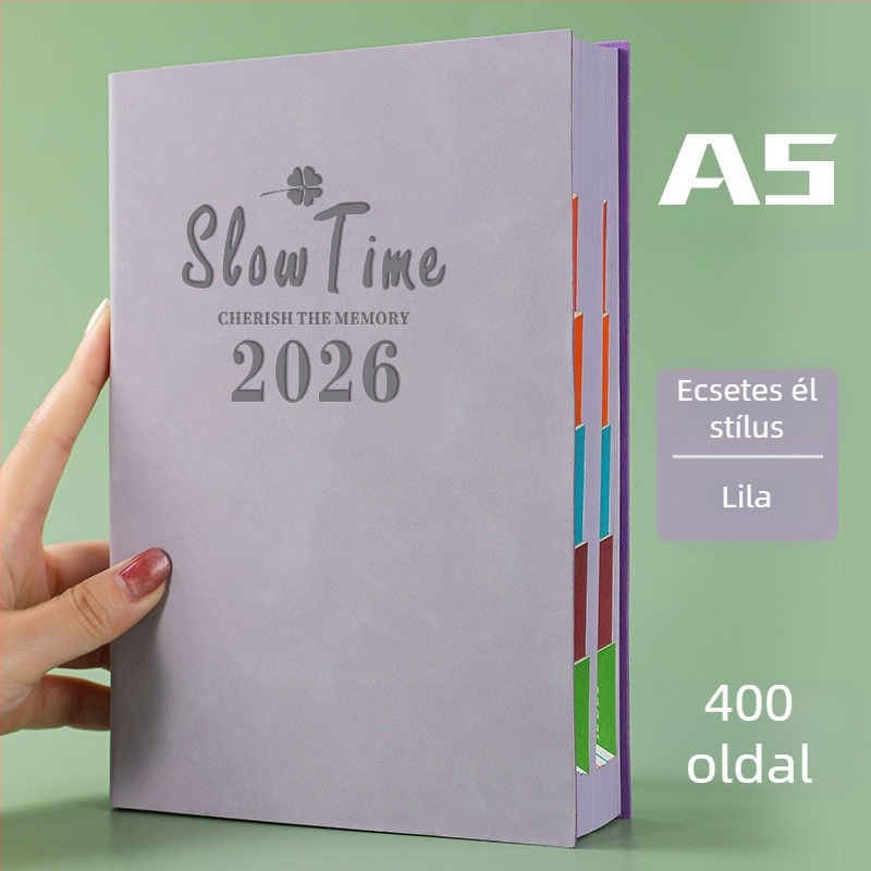 Imitált bőr borítással notesz, vonalas kötés, Dowling papír, 80 gsm, 300–400 oldal, napi tervezés és időgazdálkodás