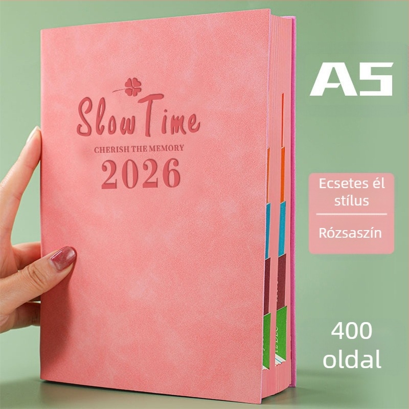 Imitált bőr borítással notesz, vonalas kötés, Dowling papír, 80 gsm, 300–400 oldal, napi tervezés és időgazdálkodás