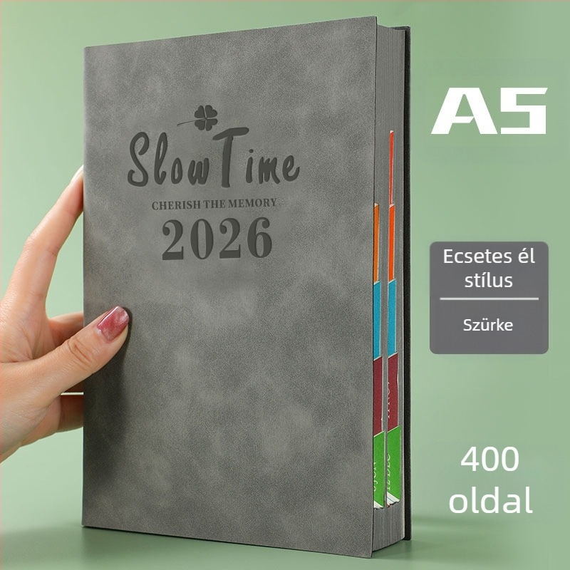 Imitált bőr borítással notesz, vonalas kötés, Dowling papír, 80 gsm, 300–400 oldal, napi tervezés és időgazdálkodás