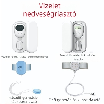 Vezeték nélküli nedvességriasztó monitor csecsemők és idősek számára — figyelmeztetési módok: csengés, rezgés vagy csengés+rezgés; készülék tömege 256 g; csomagolás 50 darab