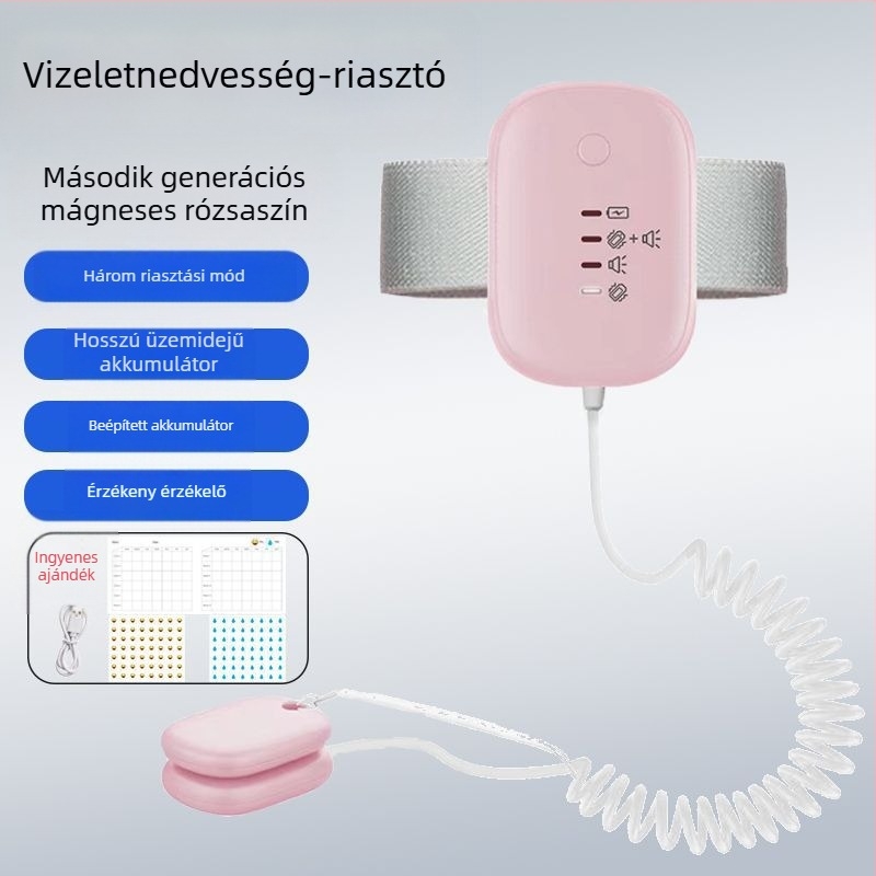 Vezeték nélküli nedvességriasztó monitor csecsemők és idősek számára — figyelmeztetési módok: csengés, rezgés vagy csengés+rezgés; készülék tömege 256 g; csomagolás 50 darab