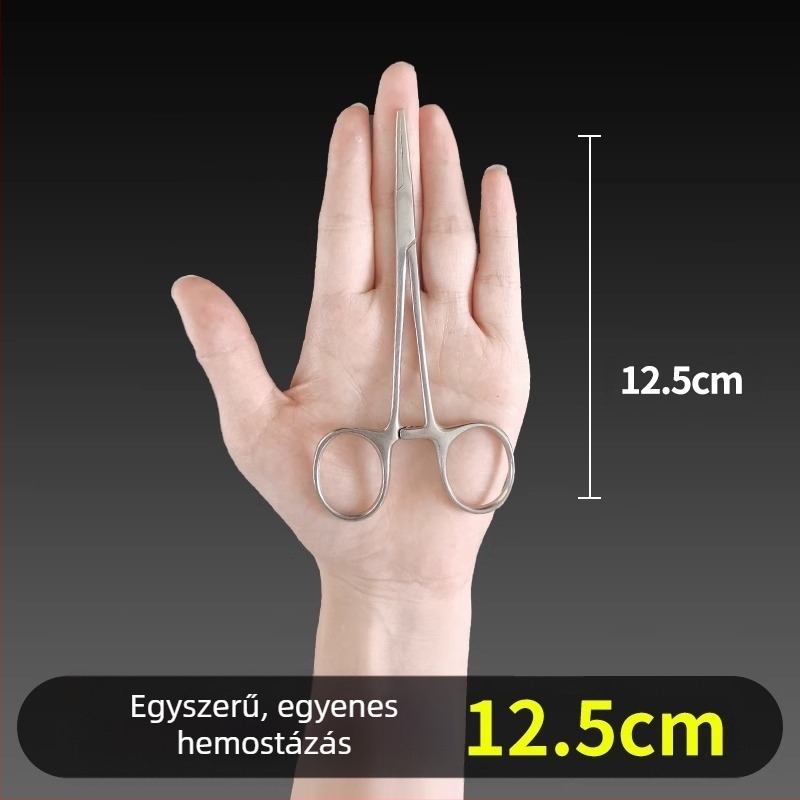 Orvosi rozsdamentes acél hemosztatikus fogó, univerzális használat, csúszásmentes markolat, záró eszköz, súly 0.04