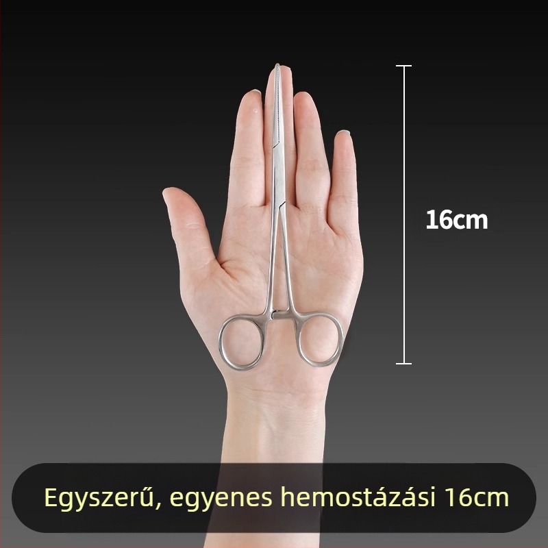 Orvosi rozsdamentes acél hemosztatikus fogó, univerzális használat, csúszásmentes markolat, záró eszköz, súly 0.04