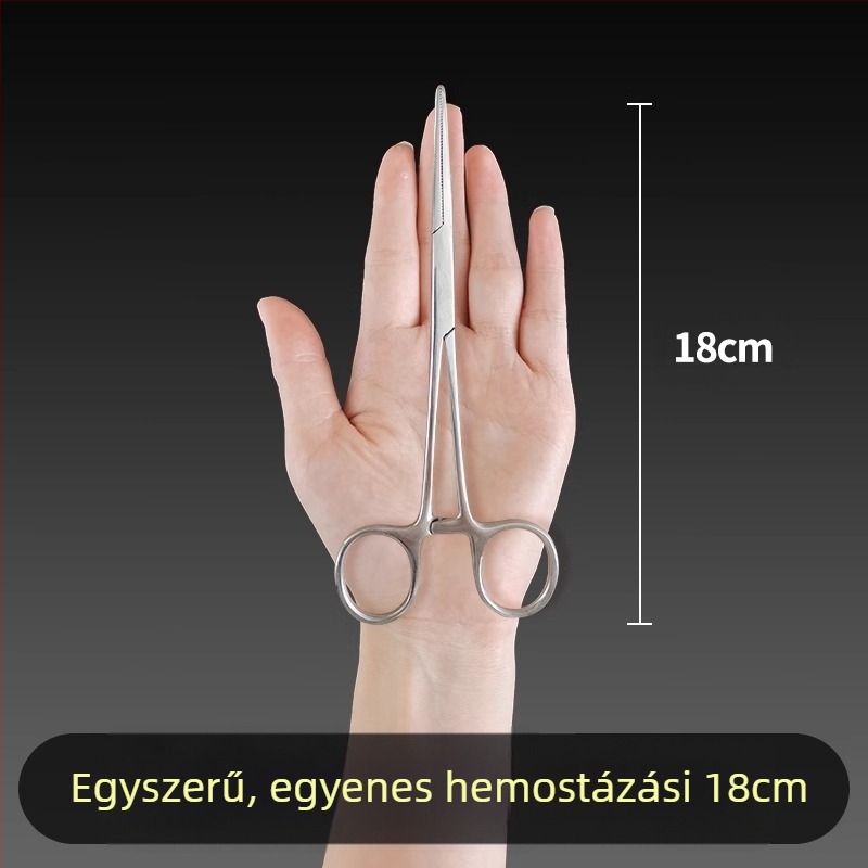 Orvosi rozsdamentes acél hemosztatikus fogó, univerzális használat, csúszásmentes markolat, záró eszköz, súly 0.04