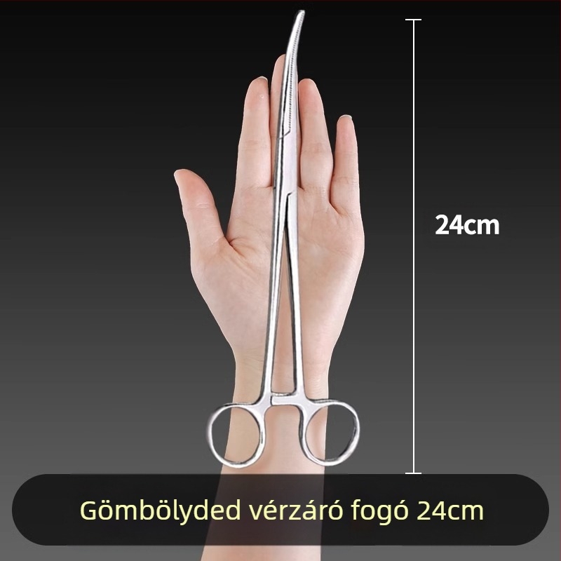 Orvosi rozsdamentes acél hemosztatikus fogó, univerzális használat, csúszásmentes markolat, záró eszköz, súly 0.04