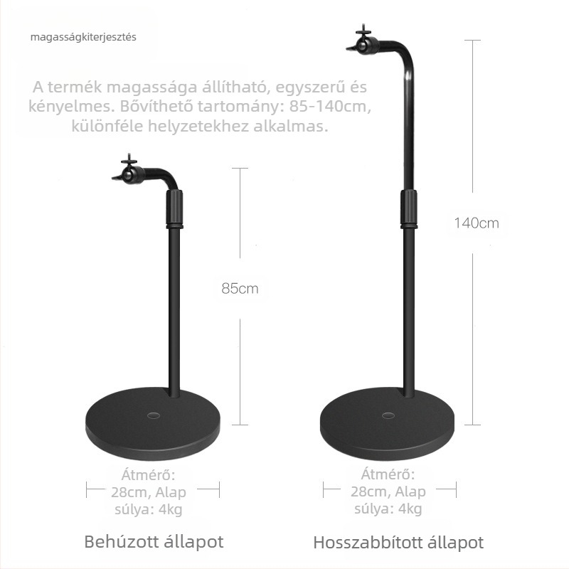 Padlóra álló projektorállvány otthoni használatra, teleszkópos magasság 85-140 cm, modell K14, teherbírás 3 kg, márka Hongye