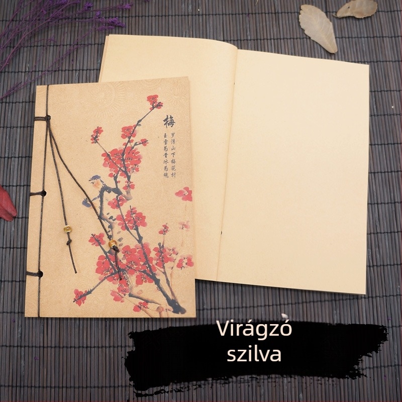 Suiyuefang Kézzel kötött notesz, 32K méret, 130×190 mm, 50–100 oldal, retro stílusú, kínai festészeti sorozat Peony motívummal
