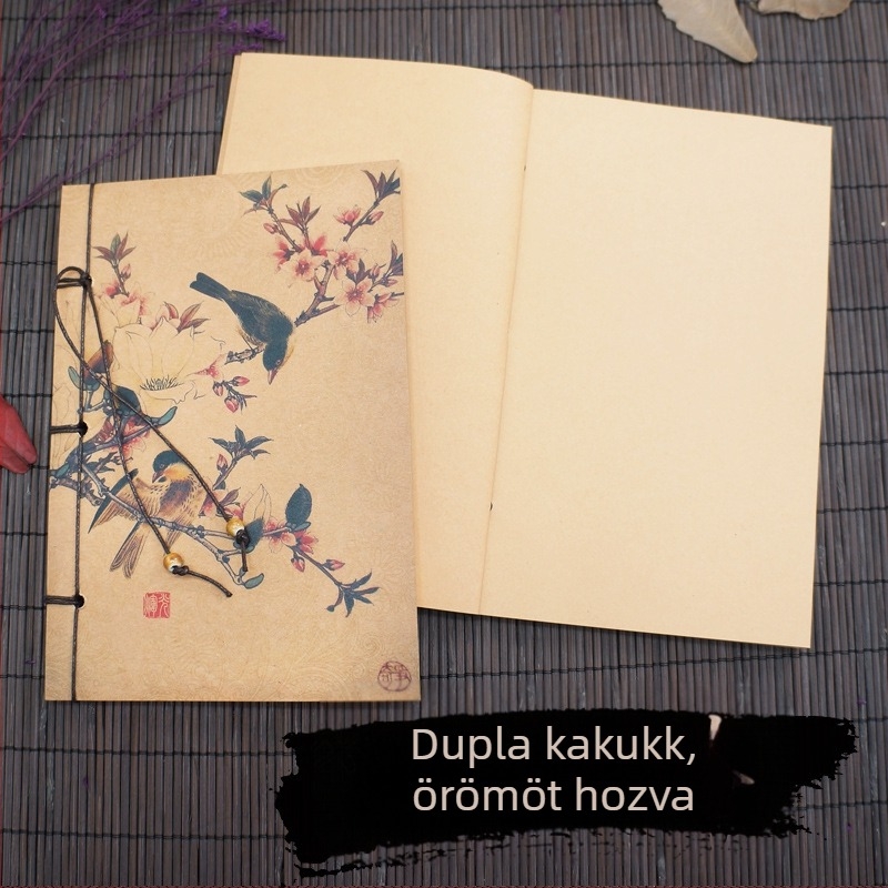 Suiyuefang Kézzel kötött notesz, 32K méret, 130×190 mm, 50–100 oldal, retro stílusú, kínai festészeti sorozat Peony motívummal