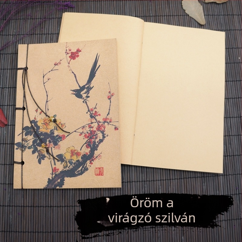 Suiyuefang Kézzel kötött notesz, 32K méret, 130×190 mm, 50–100 oldal, retro stílusú, kínai festészeti sorozat Peony motívummal