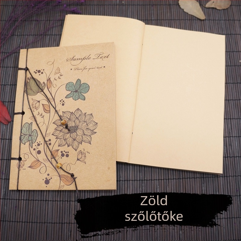 Suiyuefang Kézzel kötött notesz, 32K méret, 130×190 mm, 50–100 oldal, retro stílusú, kínai festészeti sorozat Peony motívummal