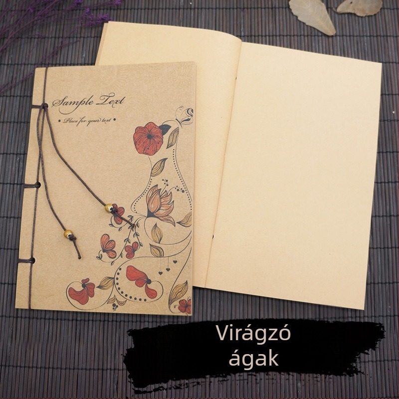Suiyuefang Kézzel kötött notesz, 32K méret, 130×190 mm, 50–100 oldal, retro stílusú, kínai festészeti sorozat Peony motívummal