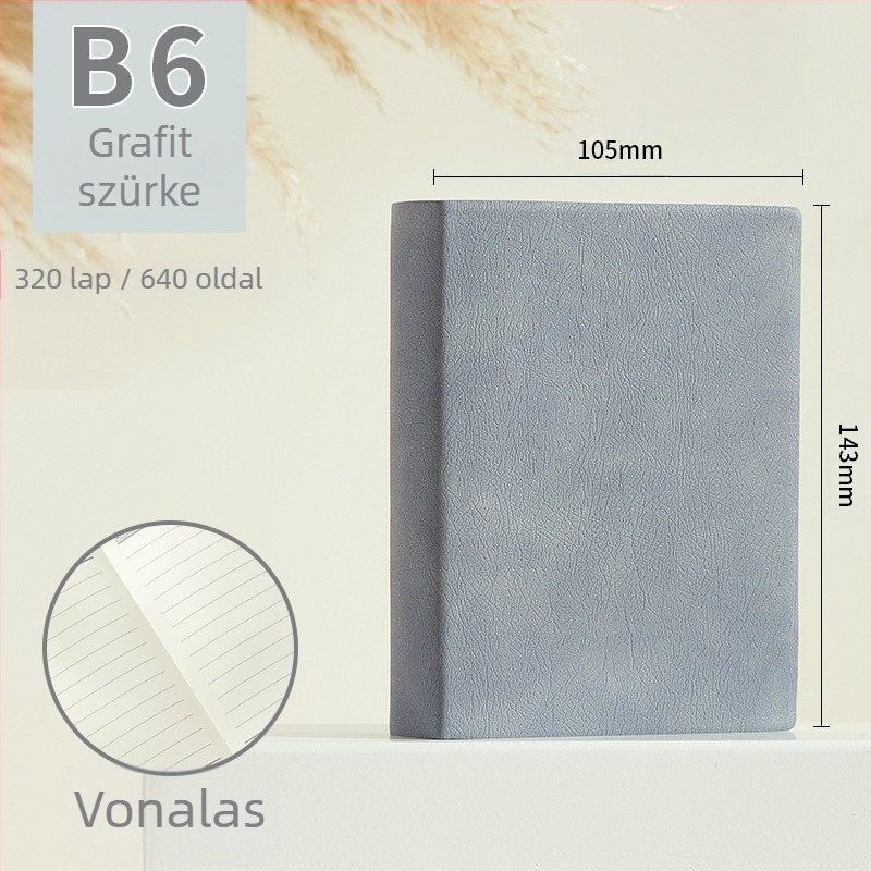 Notebook Longe/Langjie PU borítóval, vonalas kötés, Dowling papír 80 g/m², 640 oldal, üzleti iroda stílus