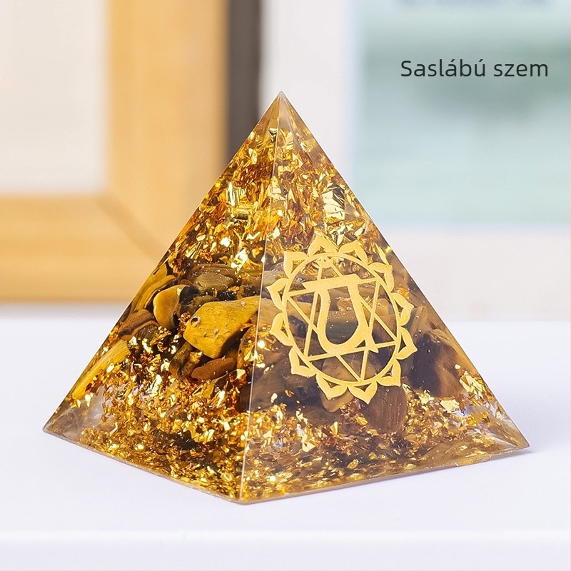Kristály piramis energia torony – geometriai forma, modern minimalist stílus, díszdobozos csomagolás, kész ajándék