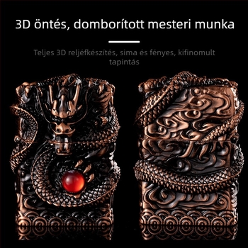 Kerozin öngyújtó, fém test, újrahasználható, modern minimalista stílus, szélvédő nélkül