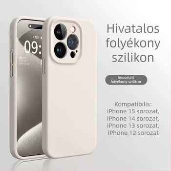 iPhone 14 folyadék-szilikon tok, bőrbarát érzet, prémium minőség, ütésálló, megerősített vastagított kialakítás.