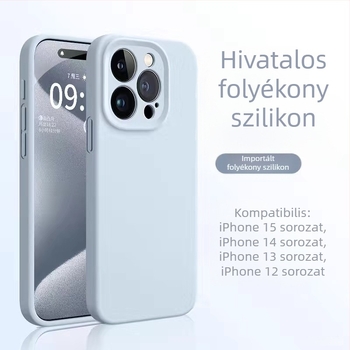 iPhone 14 folyadék-szilikon tok, bőrbarát érzet, prémium minőség, ütésálló, megerősített vastagított kialakítás.