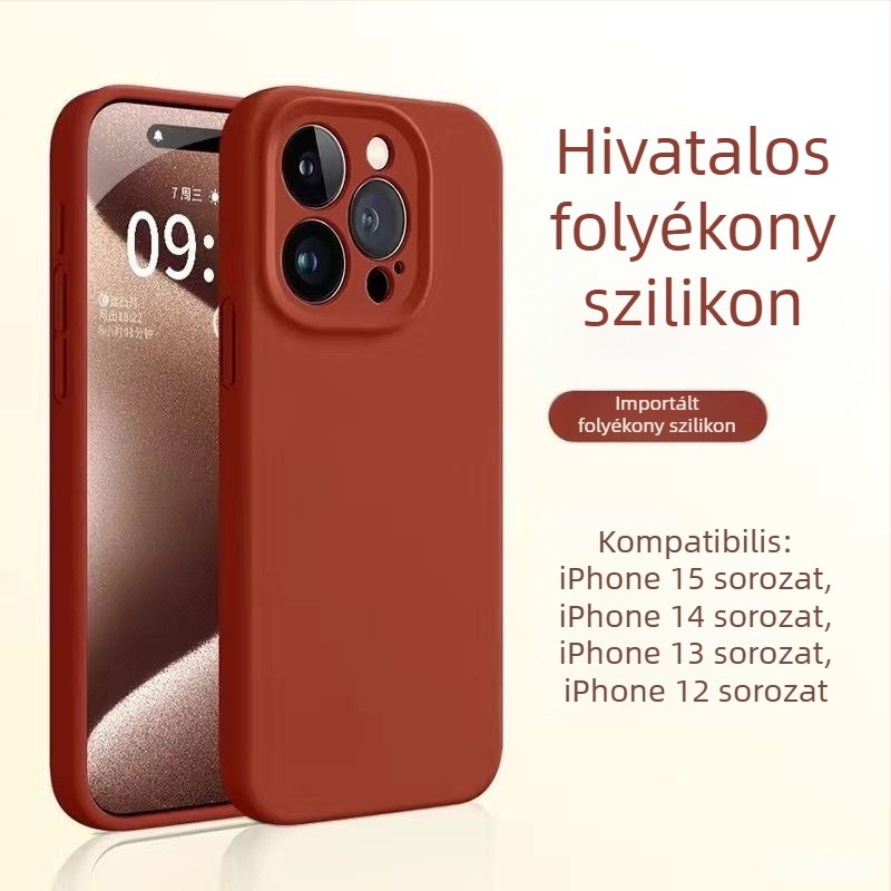 iPhone 14 folyadék-szilikon tok, bőrbarát érzet, prémium minőség, ütésálló, megerősített vastagított kialakítás.