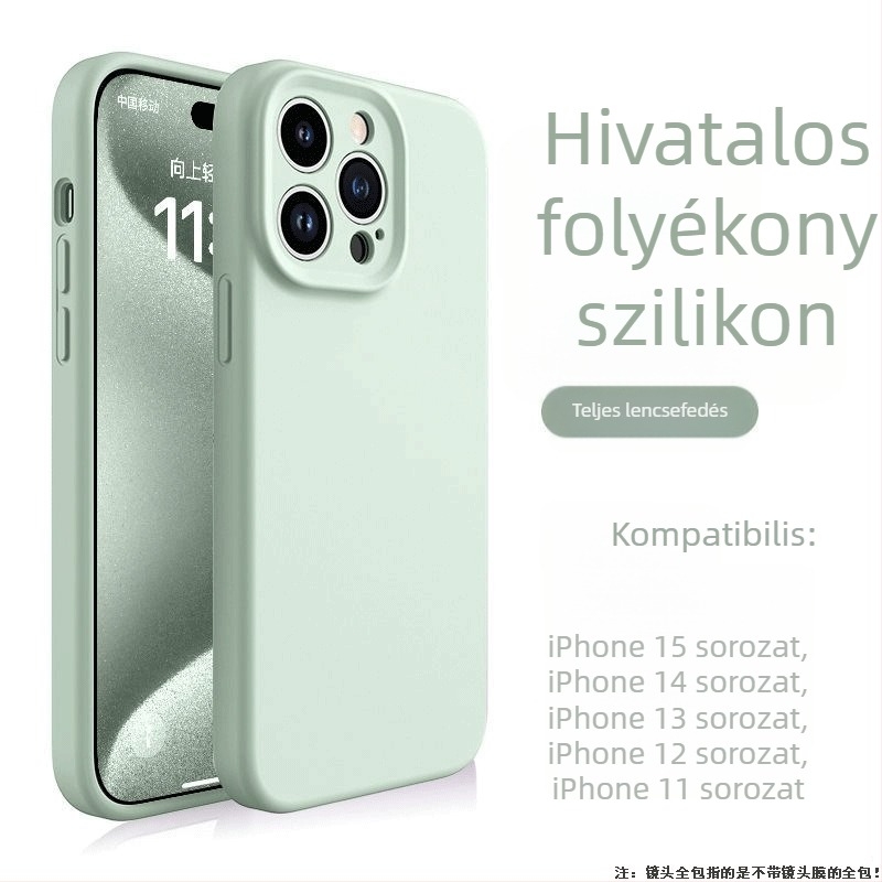 iPhone 14 folyadék-szilikon tok, bőrbarát érzet, prémium minőség, ütésálló, megerősített vastagított kialakítás.